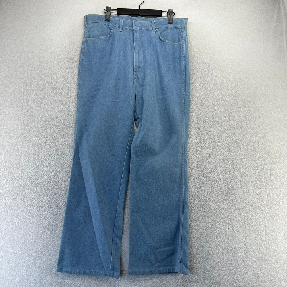 Vintage Denim Baggy Trousers Fits mens 33x29 Blue Hook Loop Cowboy Wide Leg 80s